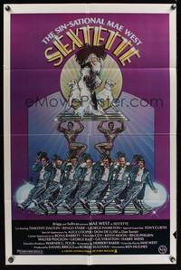 1y752 SEXTETTE 1sh '79 art of ageless Mae West w/dancers & dogs by Drew Struzan!