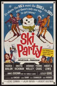 1y776 SKI PARTY 1sh '65 Frankie Avalon, Dwayne Hickman, where the he's meet the she's on skis!