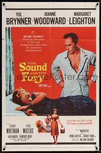 1y796 SOUND & THE FURY 1sh '59 Martin Ritt, Yul Brynner with hair glares at Joanne Woodward!