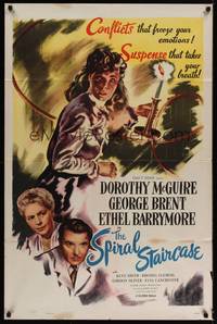 1y797 SPIRAL STAIRCASE 1sh R54 Dorothy McGuire, George Brent & Ethel Barrymore!