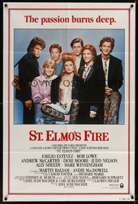 1y801 ST. ELMO'S FIRE int'l 1sh '85 Rob Lowe, Demi Moore, Emilio Estevez, Ally Sheedy, Judd Nelson