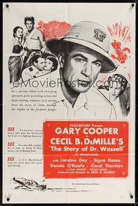 1y812 STORY OF DR. WASSELL 1sh R60s close up of heroic soldier Gary Cooper, Cecil B. DeMille!