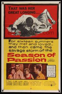 1y826 SUMMER OF THE 17th DOLL 1sh '60 Ernest Borgnine, Anne Baxter, John Mills, Season of Passion!
