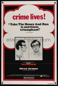 1y849 TAKE THE MONEY & RUN PG style 1sh R70s wacky Woody Allen mugshot in classic mockumentary!