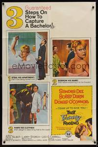1y865 THAT FUNNY FEELING 1sh '65 sexy naked Sandra Dee in tub, Bobby Darin, Donald O'Connor