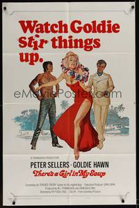 1y873 THERE'S A GIRL IN MY SOUP style A int'l 1sh '71 different art of Peter Sellers & Goldie Hawn!