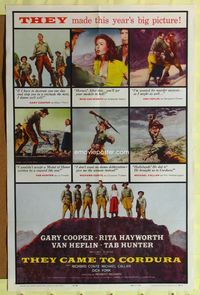 1y878 THEY CAME TO CORDURA 1sh '59 Gary Cooper, Rita Hayworth, Tab Hunter, Van Heflin!