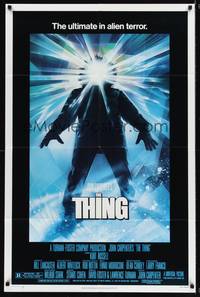 1y883 THING new credit style 1sh '82 John Carpenter, cool sci-fi horror art, ultimate in terror!