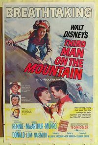 1y884 THIRD MAN ON THE MOUNTAIN 1sh '59 artwork of James MacArthur climbing mountain!