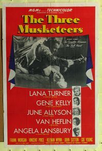 1y889 THREE MUSKETEERS style D 1sh '48 Lana Turner, Gene Kelly, June Allyson, Angela Lansbury