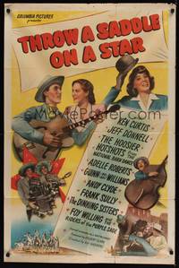 1y893 THROW A SADDLE ON A STAR 1sh '46 Ken Curtis, Jeff Donnell, country western musical!