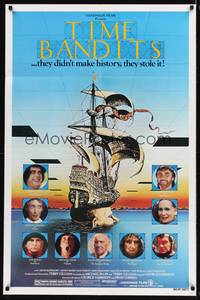 1y898 TIME BANDITS 1sh '81 John Cleese, Sean Connery, art by director Terry Gilliam!