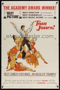 1y905 TOM JONES style A Awards 1sh '63 artwork of Albert Finney surrounded by five sexy women!