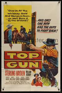 1y909 TOP GUN 1sh '55 only Sterling Hayden has the guts to fight back!