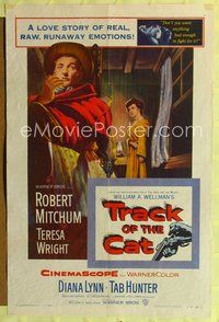 1y916 TRACK OF THE CAT 1sh '54 Robert Mitchum & Teresa Wright in a love story of runaway emotions!