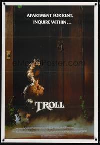 1y924 TROLL 1sh '85 wacky image of monster hiding behind door, produced by Albert Band!