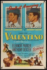 1y944 VALENTINO 1sh '51 Eleanor Parker, Anthony Dexter as Rudolph, the intimate story!