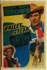 1y945 VALLEY OF FEAR 1sh '47 cowboy Johnny Mack Brown, Raymond Hatton!