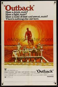 1y953 WAKE IN FRIGHT 1sh '71 tough Australian Outback, have a drink, have a fight!