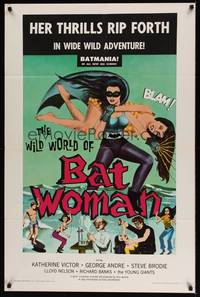 1y976 WILD WORLD OF BATWOMAN 1sh '66 cool artwork of sexy female super hero by J. Syphers!