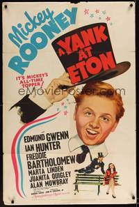 1y989 YANK AT ETON style C 1sh '42 great cartoon art of Mickey Rooney + sitting on bench with babe!