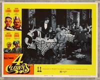 1z165 4 CLOWNS LC #3 '70 Stan Laurel & Oliver Hardy look at tripped waiter on floor in restaurant!