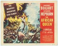 1z001 AFRICAN QUEEN TC '52 colorful artwork of missionary Katharine Hepburn in native uprising!