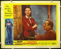 1z203 BAREFOOT CONTESSA LC #7 '54 close up of Humphrey Bogart & sexy Ava Gardner!