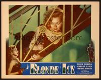 1z223 BLONDE ICE LC #3 '48 incredible c/u of sexy blonde savage bad girl Leslie Brooks with gun!