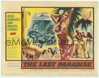1z055 LAST PARADISE TC '58 art of super sexy topless island babes + men fighting sharks!