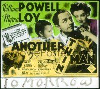 2a120 ANOTHER THIN MAN glass slide '39 different image of William Powell, Myrna Loy & Asta the Dog