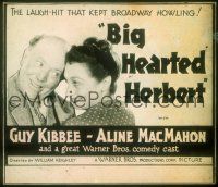 2a124 BIG HEARTED HERBERT glass slide '34 close up of Aline MacMahon & Guy Kibbee!