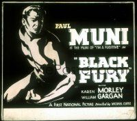 2a125 BLACK FURY glass slide '35 coal miner union organizer Paul Muni, directed by Michael Curtiz