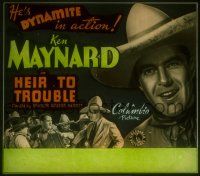 2a132 HEIR TO TROUBLE glass slide '35 cowboy Ken Maynard is dynamite in action!