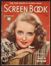 2a080 SCREEN BOOK magazine December 1937 super close portrait of pretty Bette Davis!