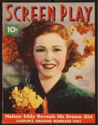 2a066 SCREEN PLAY magazine October 1936 portrait of Josephine Hutchinson by Edwin Bower Hesser!