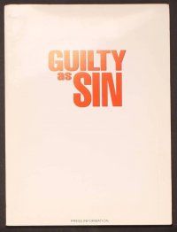 2a226 GUILTY AS SIN presskit '93 Rebecca De Mornay, Don Johnson, directed by Sidney Lumet!