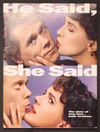 2a228 HE SAID SHE SAID presskit '91 Kevin Bacon, Elizabeth Perkins, a story of true love!