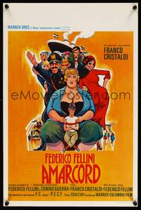 2b019 AMARCORD Belgian '74 Federico Fellini classic comedy, great wacky artwork!