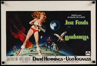2b032 BARBARELLA Belgian '68 sexiest sci-fi art of Jane Fonda by Robert McGinnis, Roger Vadim!