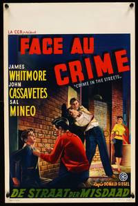 2b090 CRIME IN THE STREETS Belgian '56 directed by Don Siegel, Sal Mineo & 1st John Cassavetes!