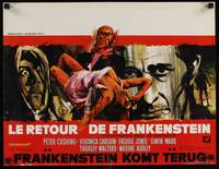 2b138 FRANKENSTEIN MUST BE DESTROYED Belgian '70 Ray artwork of Peter Cushing, monster & sexy girl