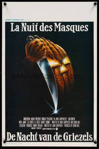 2b164 HALLOWEEN Belgian '78 John Carpenter classic, great Bob Gleason jack-o-lantern art!