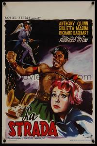 2b204 LA STRADA Belgian '56 Federico Fellini, art of chained Anthony Quinn by Wik!