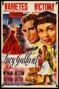 2b223 LUCY GALLANT Belgian '55 different Wik art of Jane Wyman, Charlton Heston!