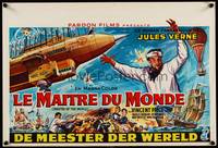 2b232 MASTER OF THE WORLD Belgian '61 Jules Verne, Vincent Price, art of enormous flying machine!