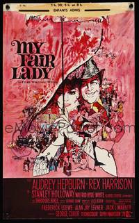 2b249 MY FAIR LADY Belgian '64 classic art of Audrey Hepburn & Rex Harrison by Bob Peak!