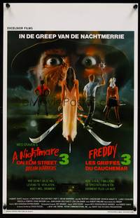 2b256 NIGHTMARE ON ELM STREET 3 Belgian '87 cool horror artwork of Freddy Krueger by Matthew Peak!