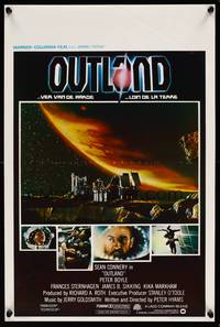 2b267 OUTLAND Belgian '81 Sean Connery is the only law on Jupiter's moon, cool sci-fi image!