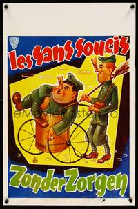 2b269 PACK UP YOUR TROUBLES Belgian R60s wacky art of trashmen Laurel & Hardy!